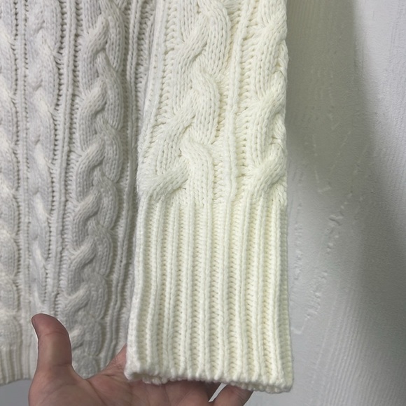 Dreamers - Mock Neck Cable Knit Chunky Ivory Sweater Dress Size Small / Medium - Picture 7 of 12